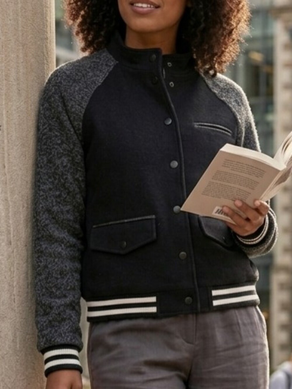 Forever 21 Black and Gray Varsity Jacket